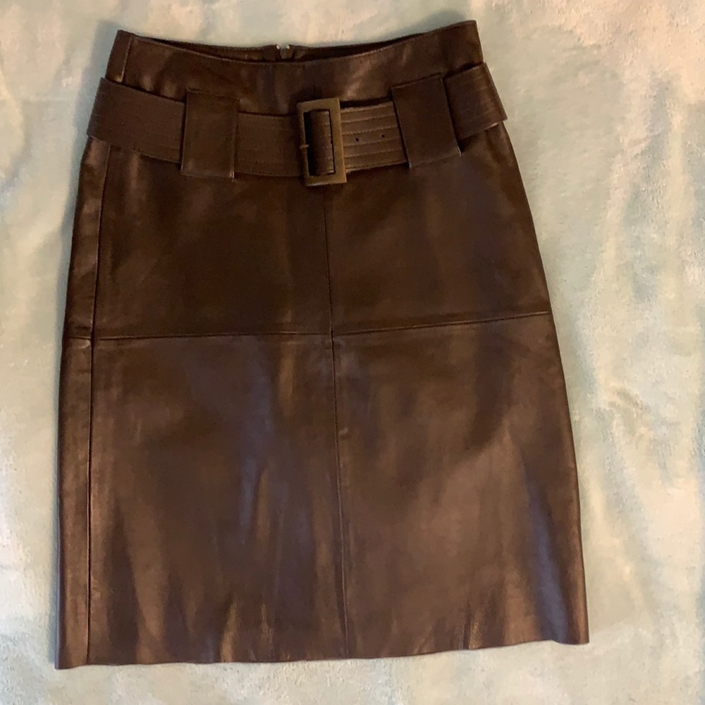 VS2 size 6 brown leather A line skirt